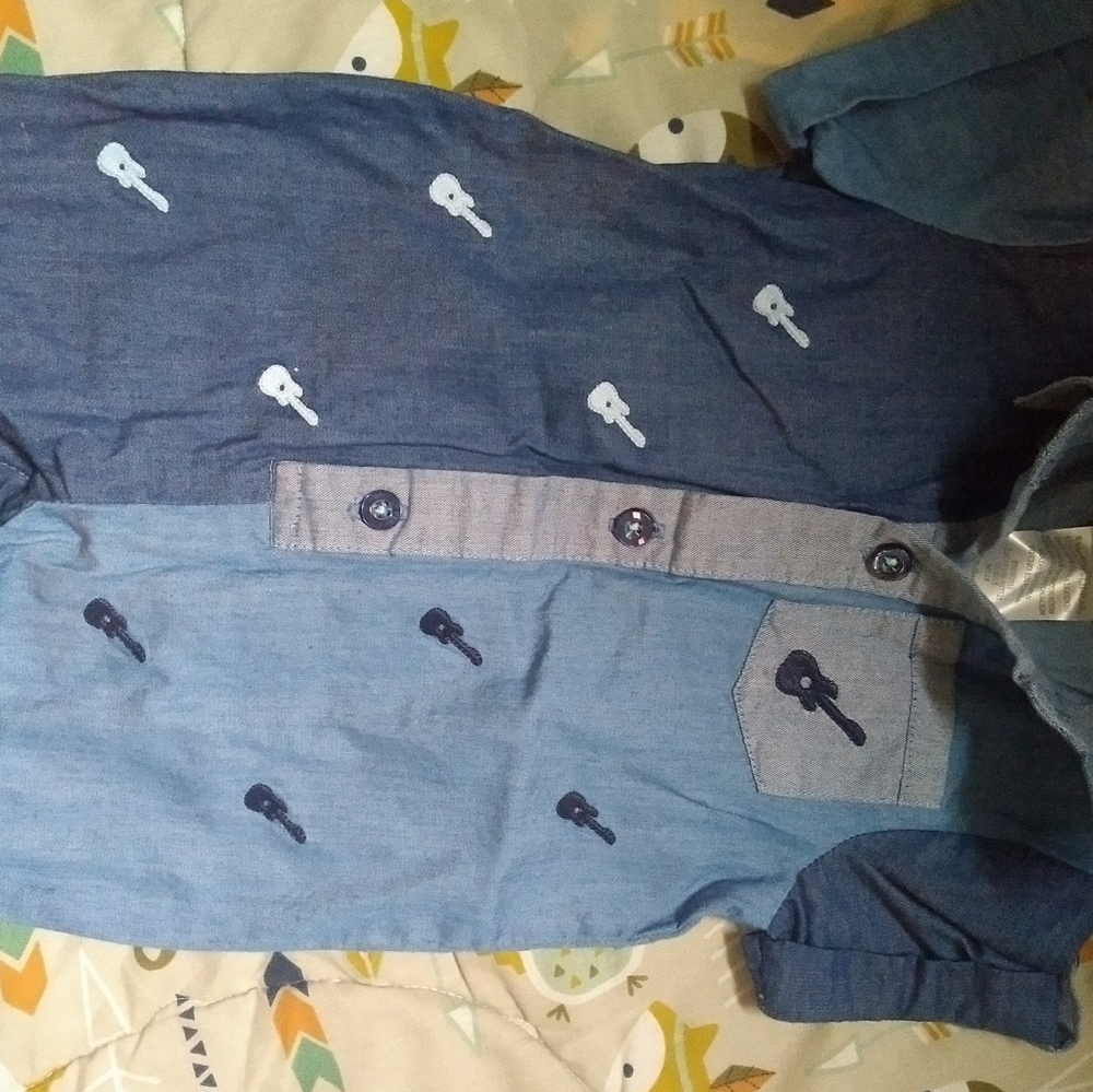 Denim guitar outfit